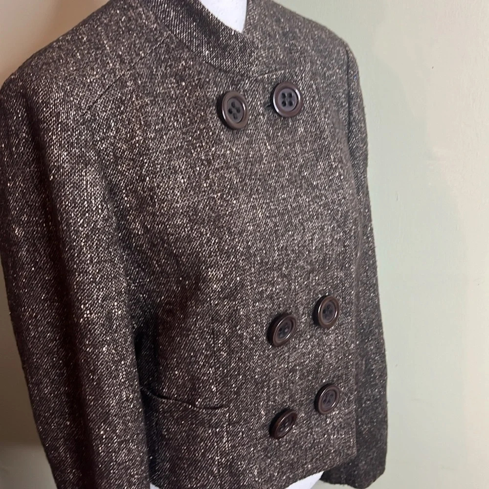Carlisle Gray Tweed Double-Breasted Wool Silk Blazer - Picture 13 of 14